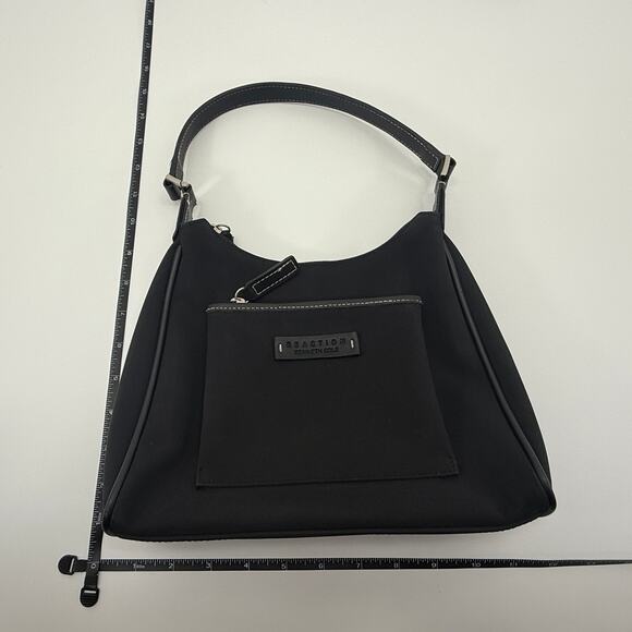 Reaction Kenneth Cole Black Plain Multi-Pocket Single Strap Purse Handbag - Picture 8 of 8